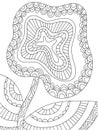 Fantasy ornamental bloom flower coloring page for kids and adults